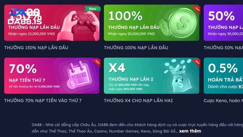 Ưu đãi hấp dẫn tại DA88.